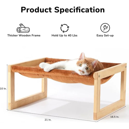 Dog Bed, Large Breathable Cat Bed, Wooden Cat Hammock for Outdoor, 21 X 16.5 Inch Elevated Pet Furniture Suitable for Kitty
