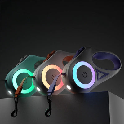 Durable Retractable Dog Leash with Safety Flashlight - One-Hand Operation, Auto-Retract for Small/Medium Dogs
