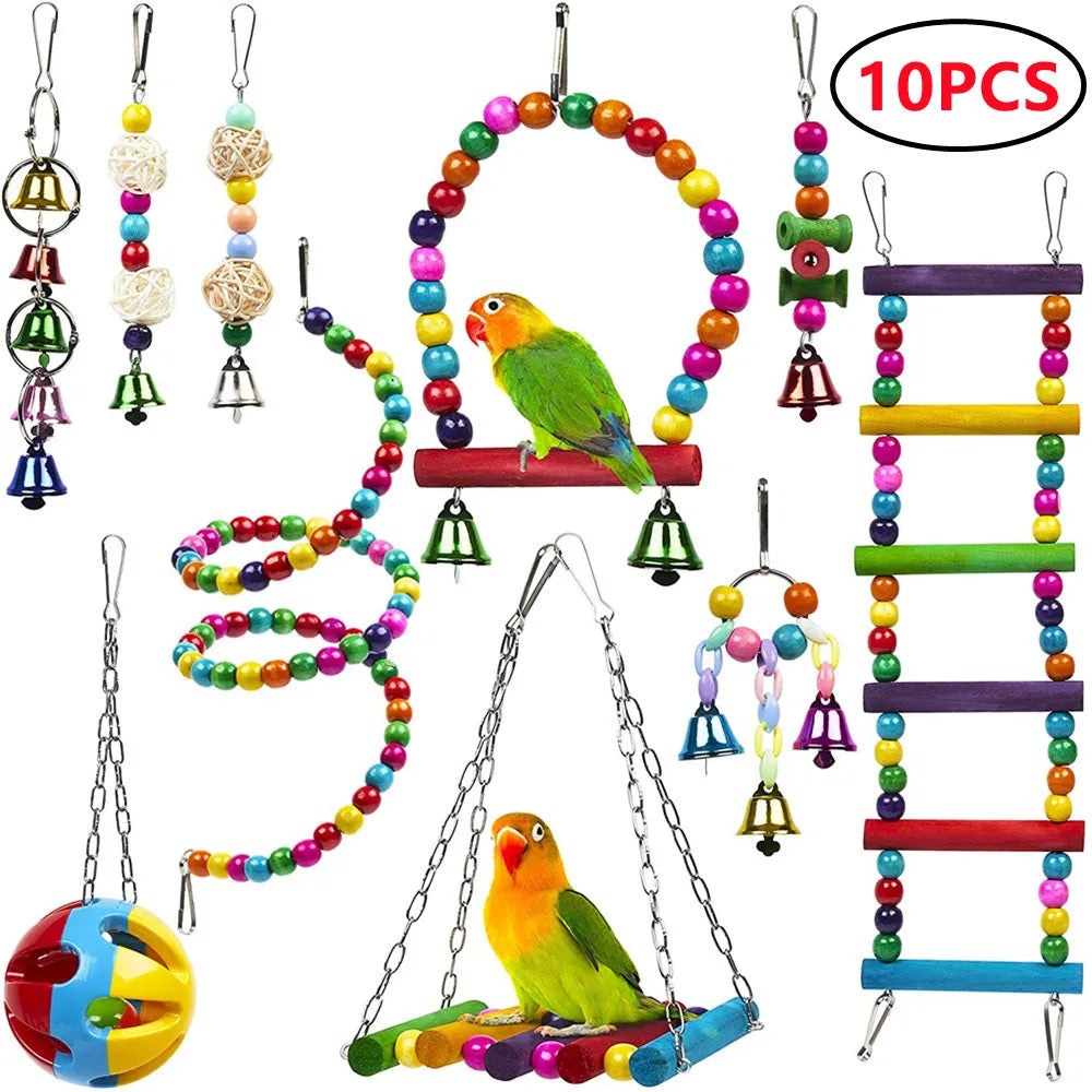 Combination Bird Toys Set Swing
