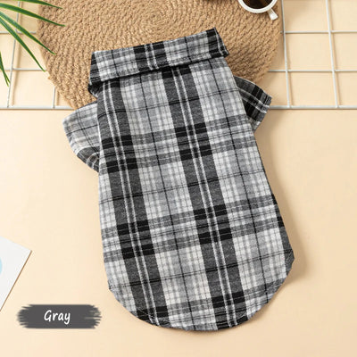 Plaid Dog Shirt Puppy Clothes for Small Dogs Cats Boy Girl Kitten Soft Pet T-Shirt Holiday Outfit Polo Shirt for All Seasons