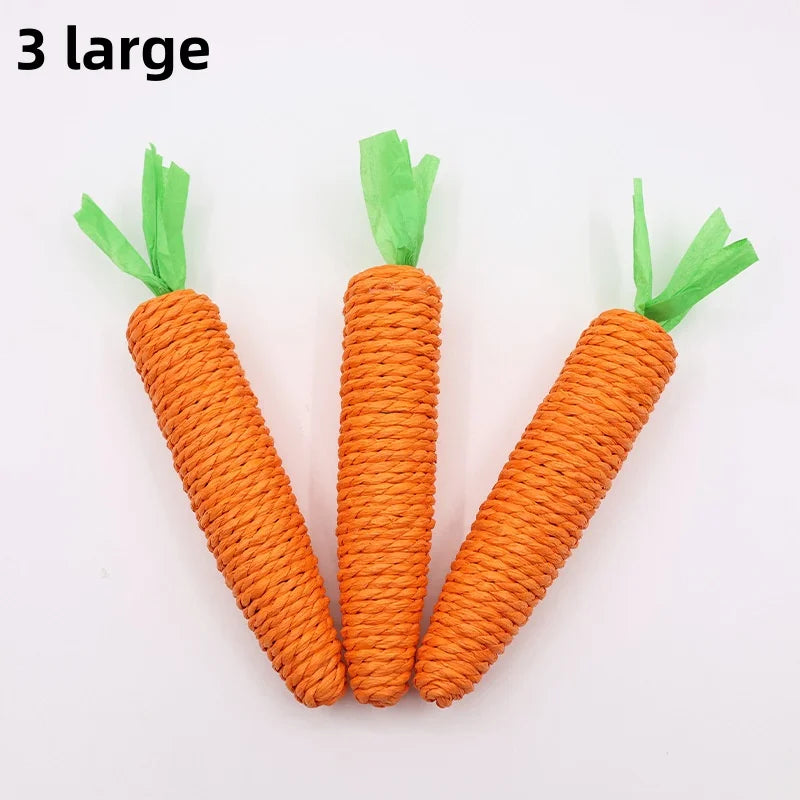 Cat Toy Carrot Sound Pet Products Bite Resistant Paper Rope Scratcher Clean Teeth Interactive Play Cat Carrot Chew Toy for Cat