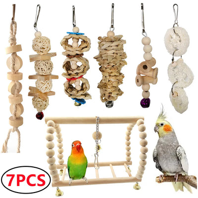 Combination Bird Toys Set Swing