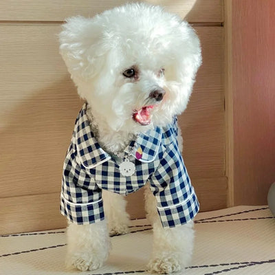 Cute Plaid Dog Shirt Summer Pet Clothes Fashion Puppy Pajamas Warm Soft Cat Household Clothes Pet Shirt Chihuahua Bichon Costume