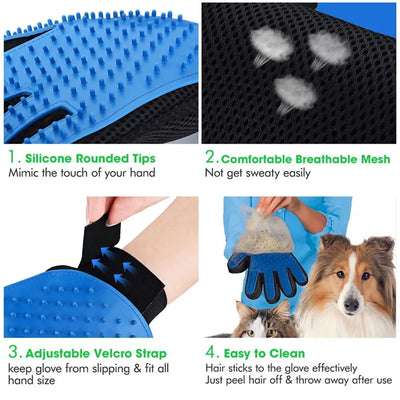 Cat grooming glove for cat