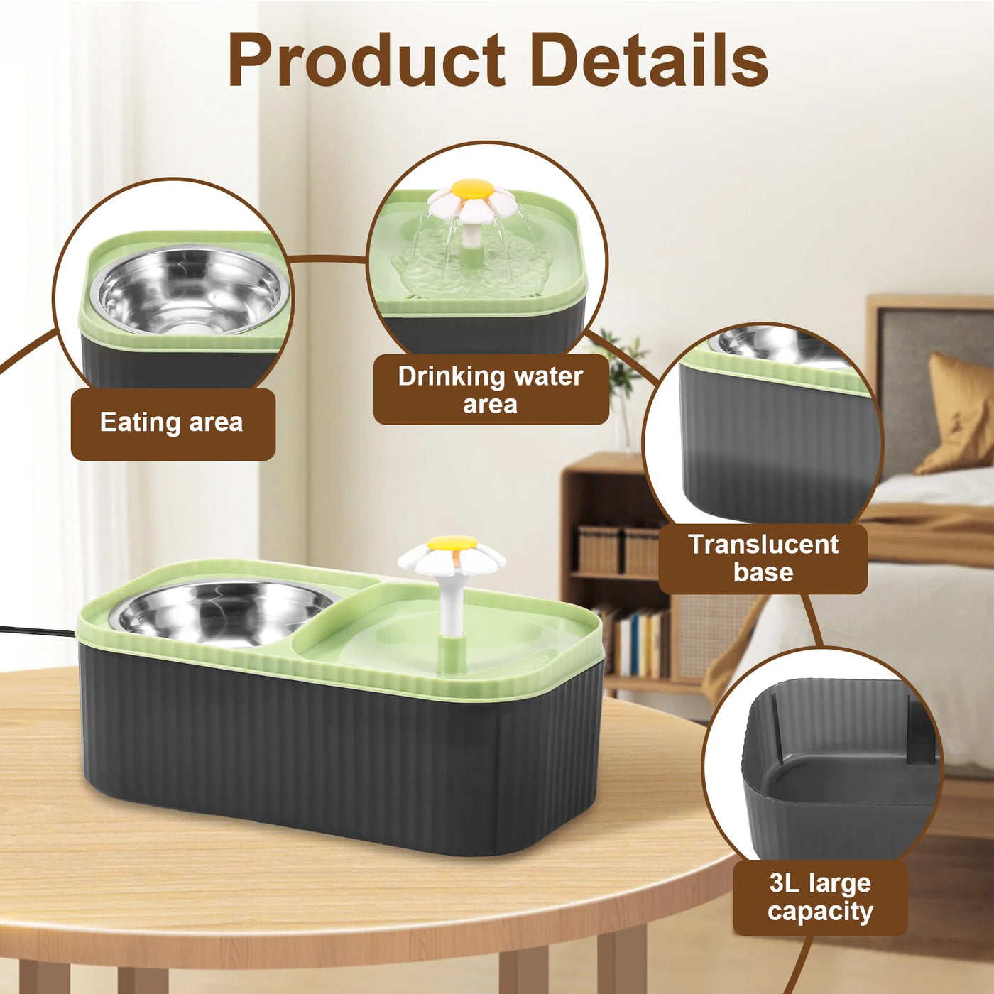 Pet Water Fountain Automatic Cat Food Bowl