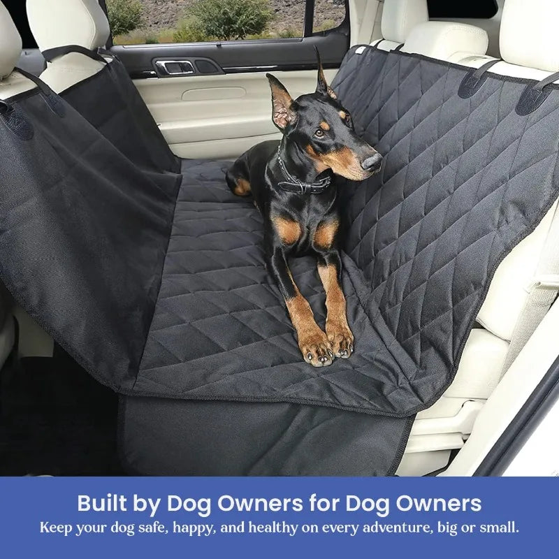 Dog Backseat Cover with Hammock for Cars, SUVs, and Trucks – Waterproof Layers, Nonslip Seat Protector, Durable Nylon Clips,