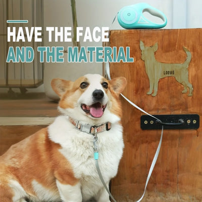 Durable Retractable Dog Leash with Safety Flashlight - One-Hand Operation, Auto-Retract for Small/Medium Dogs