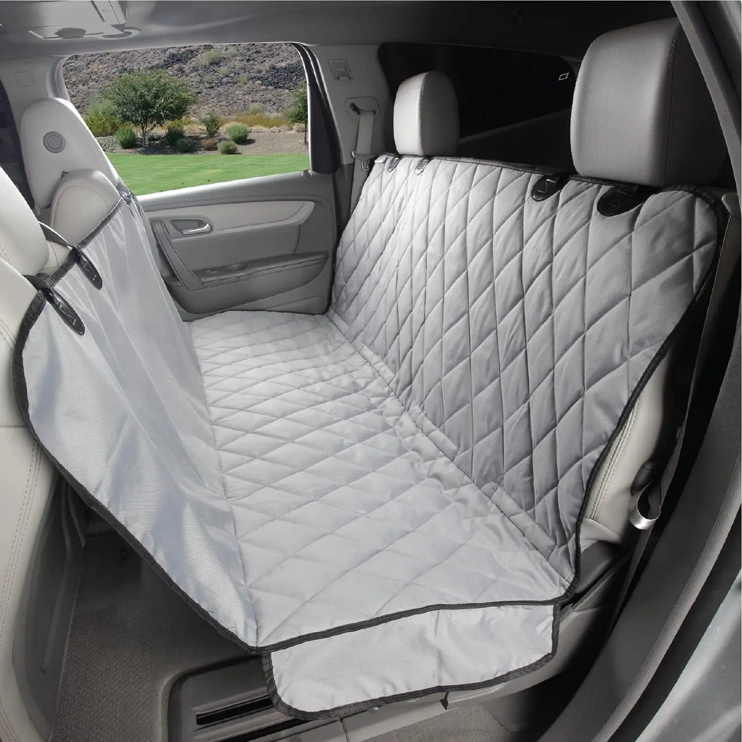 Dog Backseat Cover with Hammock for Cars, SUVs, and Trucks – Waterproof Layers, Nonslip Seat Protector, Durable Nylon Clips,