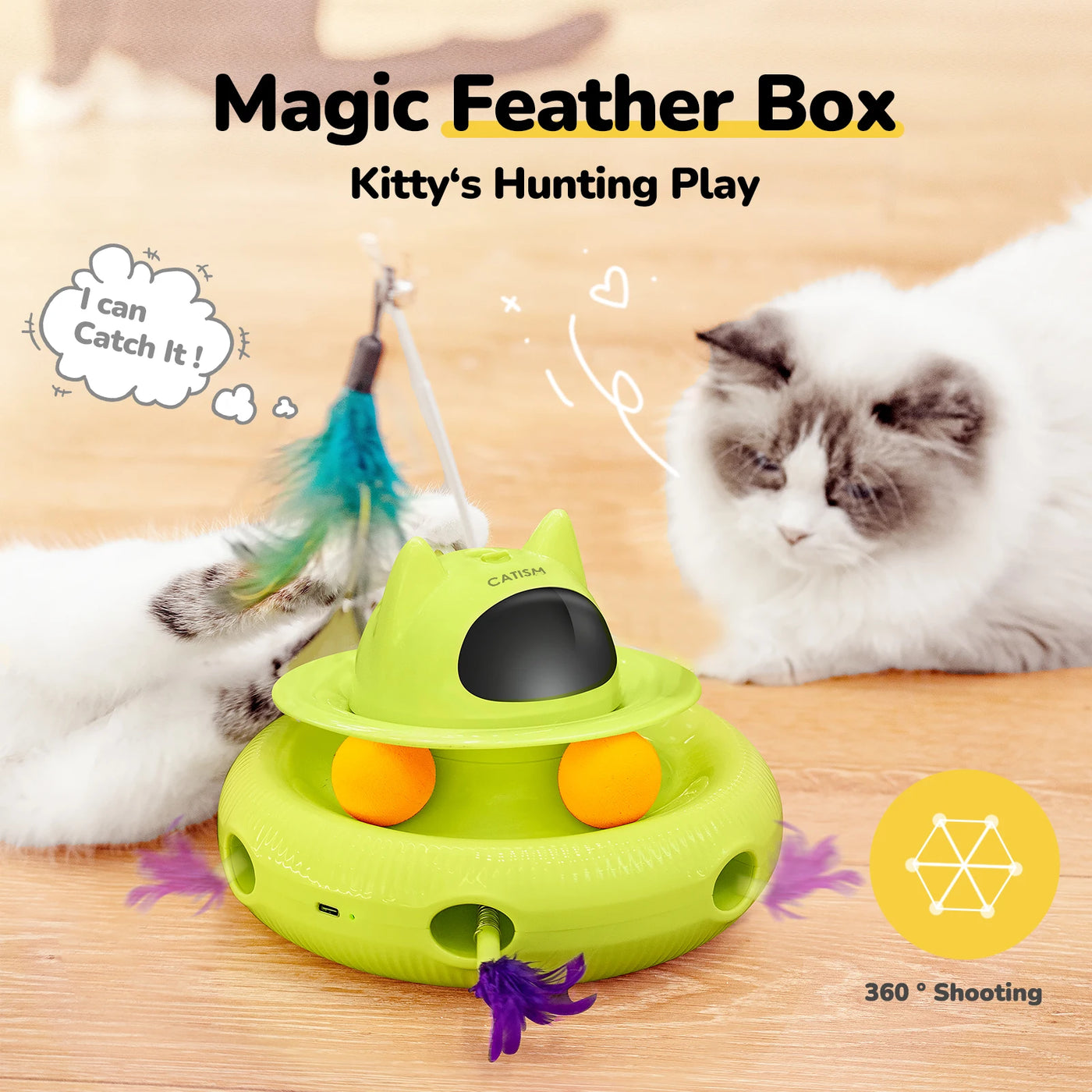 CATISM Upgraded Pet Toys Cat Toys, KM25 Magic Box Cat Teaser