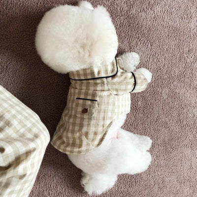 Cute Plaid Dog Shirt Summer Pet Clothes Fashion Puppy Pajamas Warm Soft Cat Household Clothes Pet Shirt Chihuahua Bichon Costume